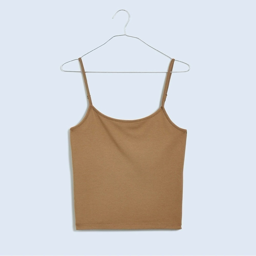 Madewell Top Scoopneck Cami Tank Fitted Cropped Rustic Wood XS NWT New